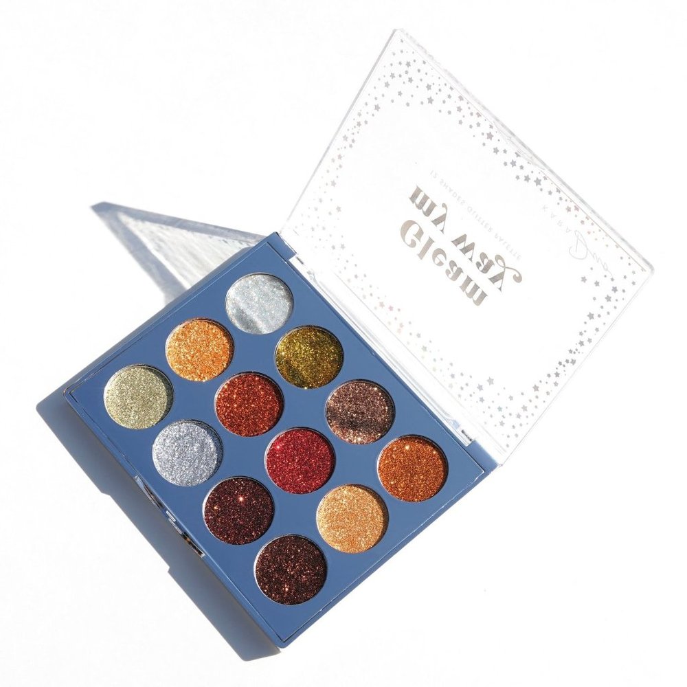 Kara Beauty Gleam My Way Pressed Glitter Palette 12 Cream Shimmering Eyeshadows